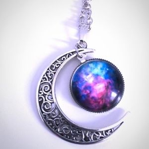 NWOT Crescent Moon Galaxy Necklace